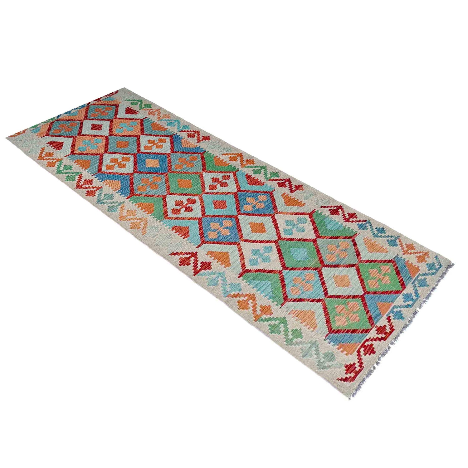 Handmade Multi Kilim Geometric 10' Runner