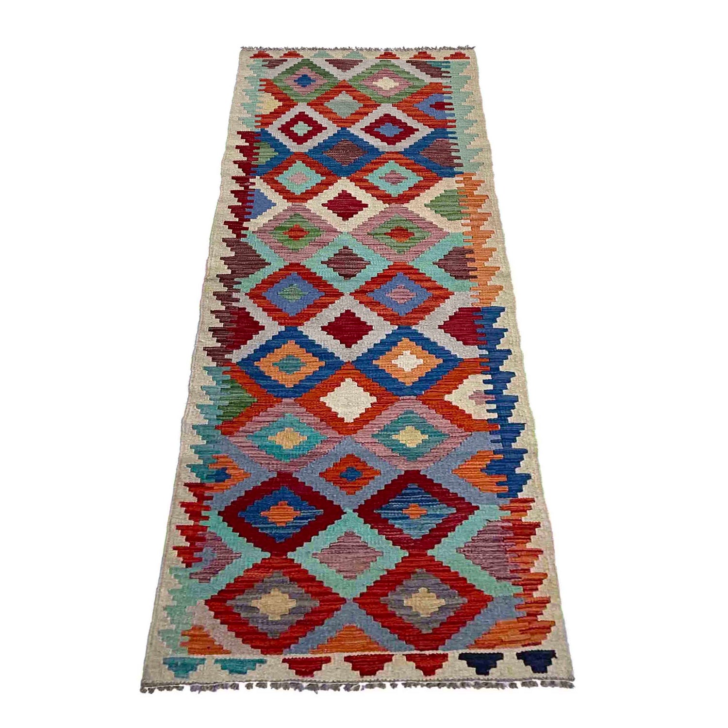 Handmade Multi Kilim Geometric 8' Runner