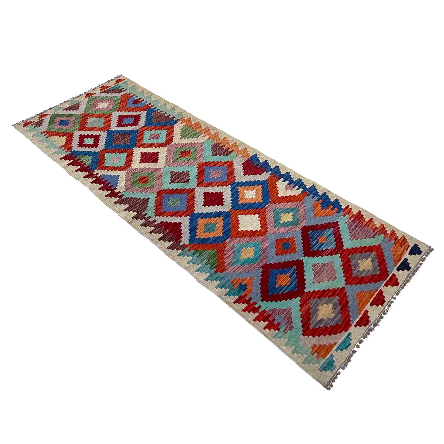 Handmade Multi Kilim Geometric 8' Runner