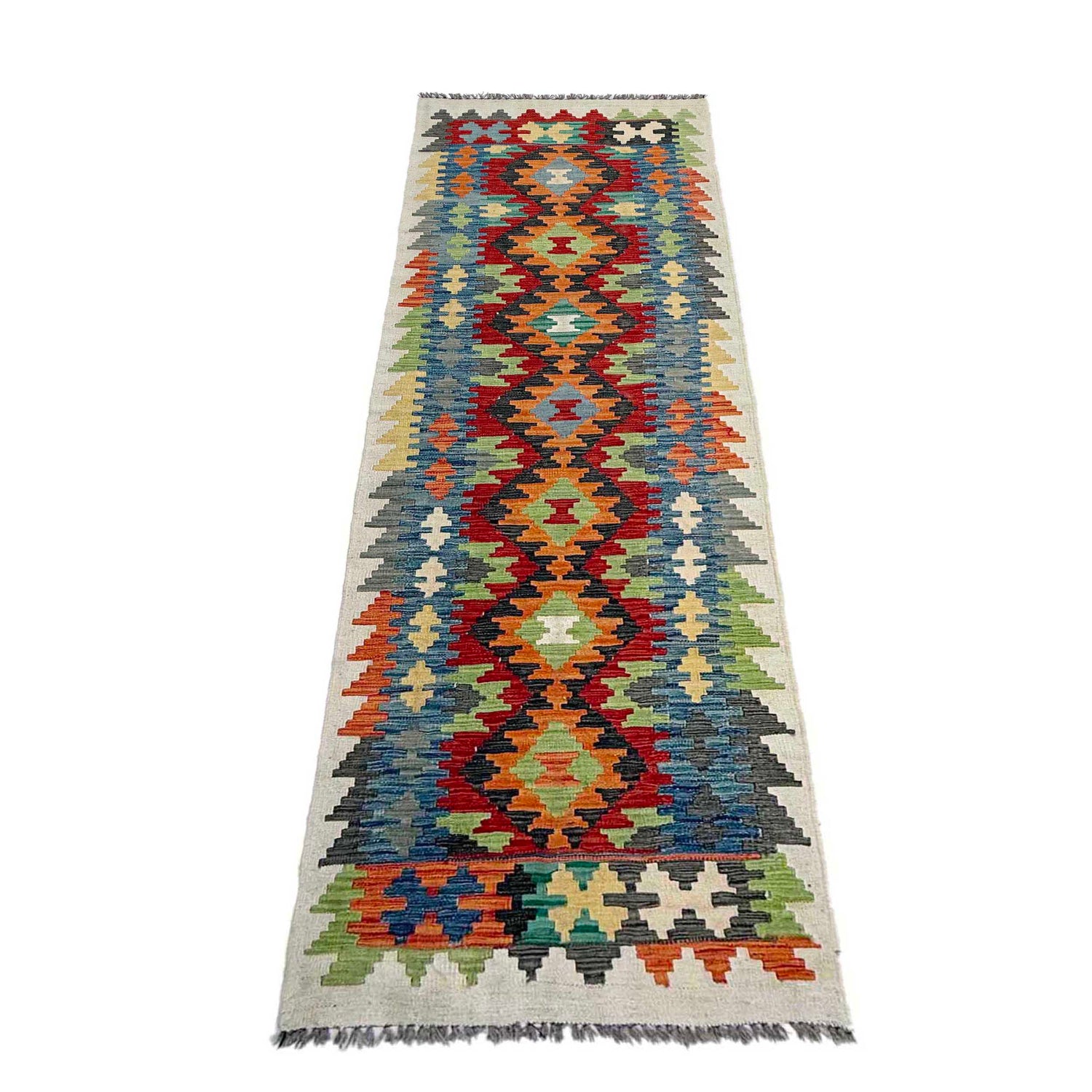 Handmade Multi Kilim Geometric 10' Runner