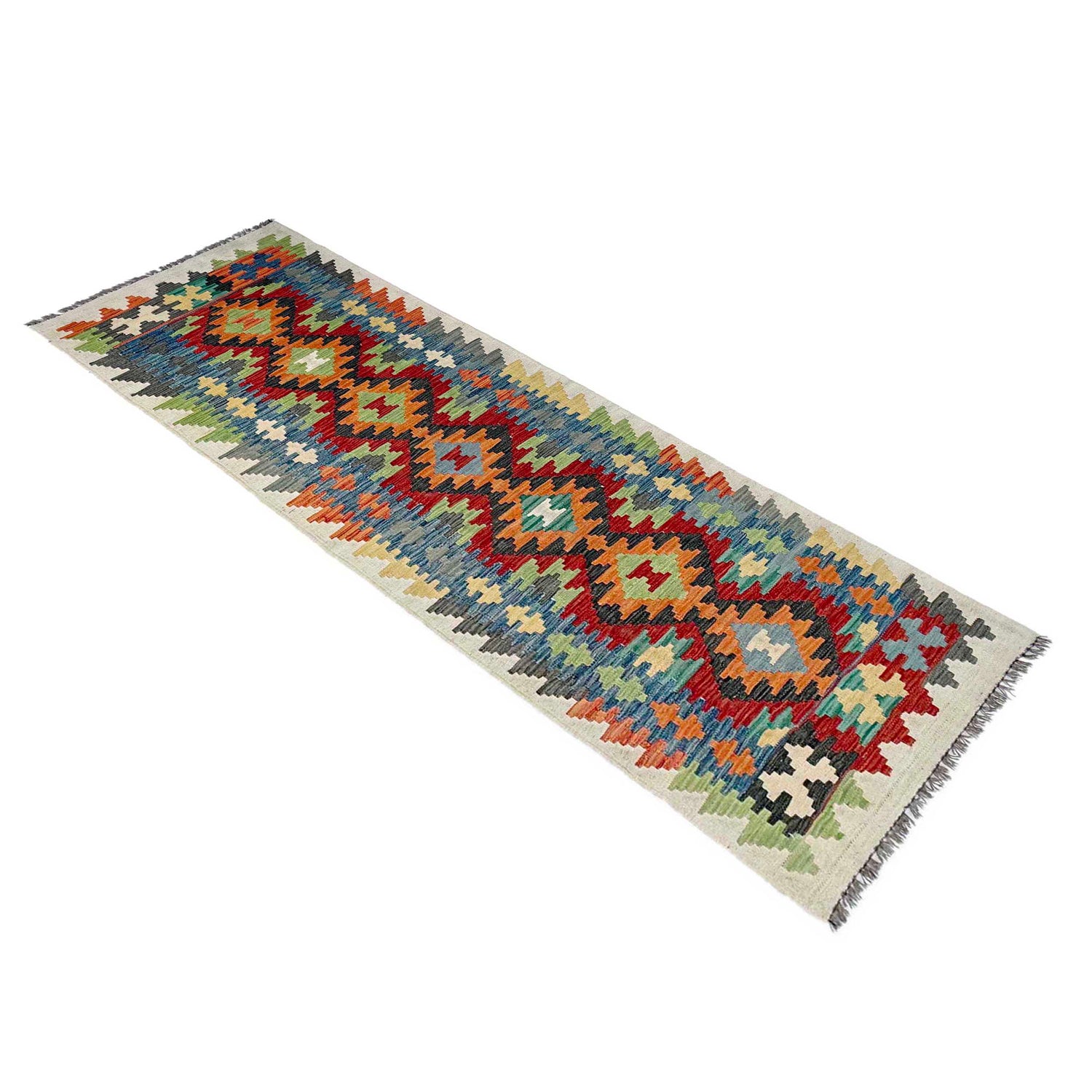 Handmade Multi Kilim Geometric 10' Runner
