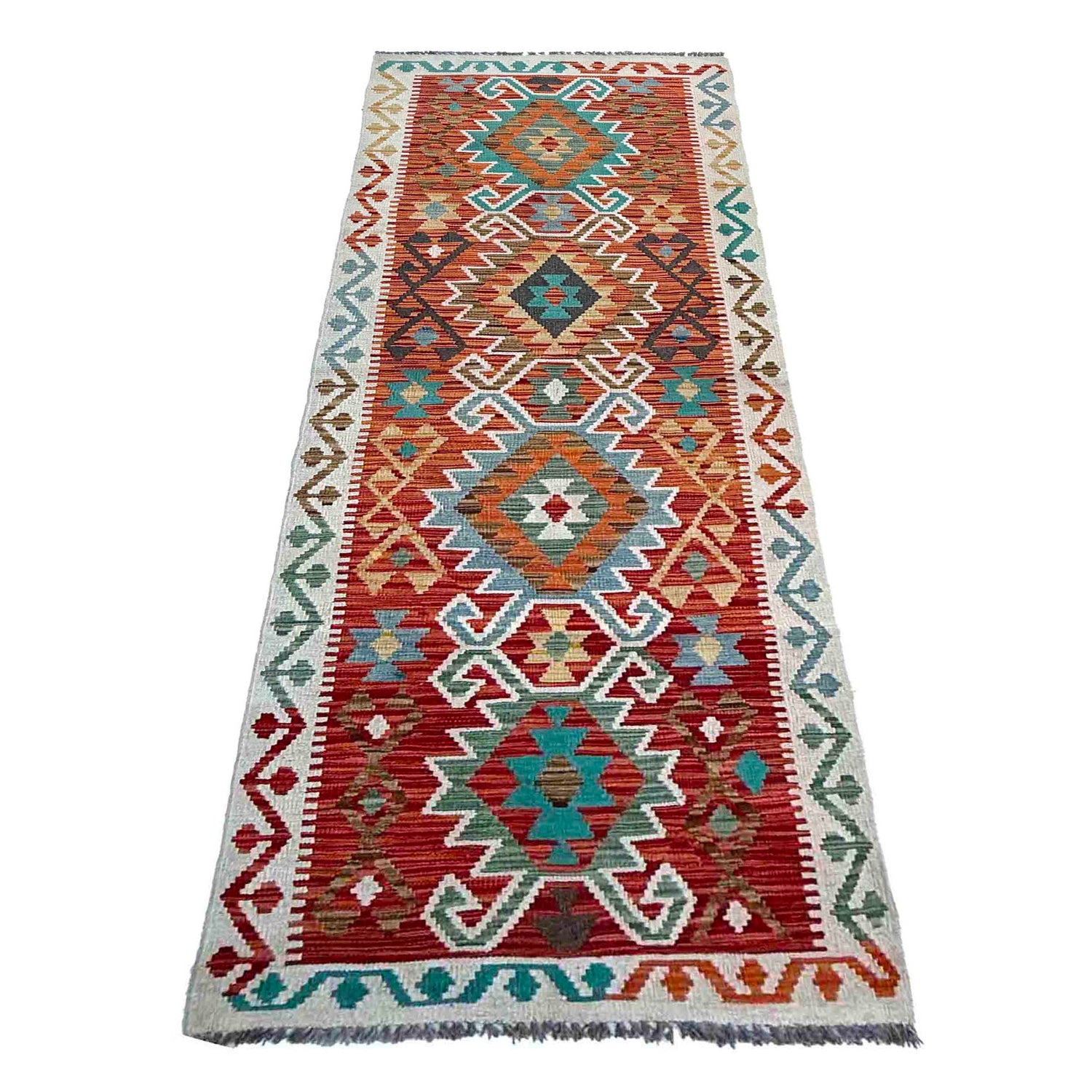 Handmade Multi Kilim Geometric 10' Runner
