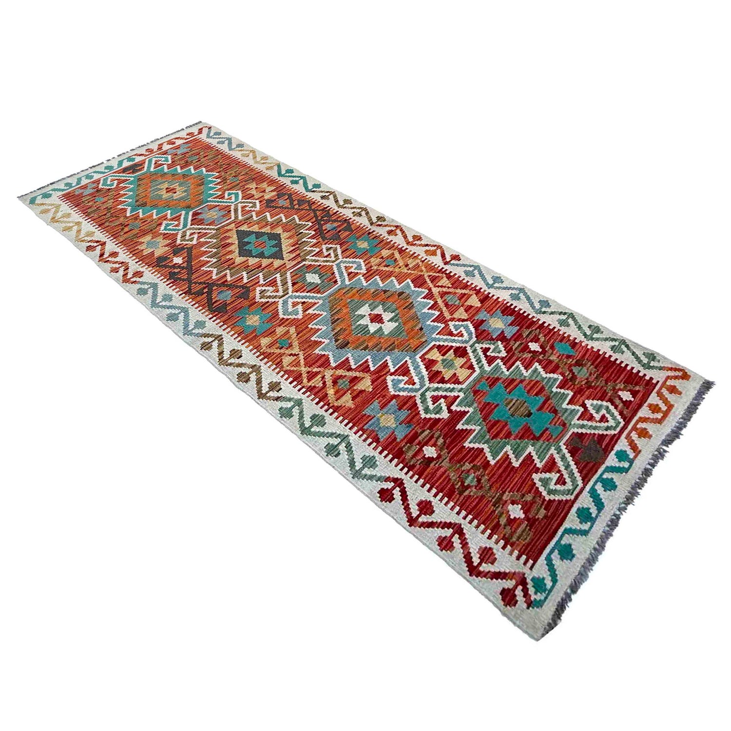 Handmade Multi Kilim Geometric 10' Runner