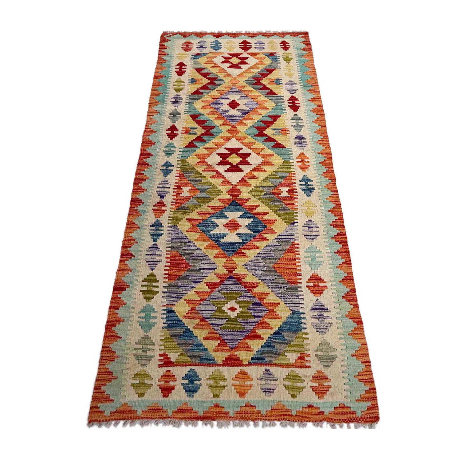 Handmade Multi Kilim Geometric 8' Runner