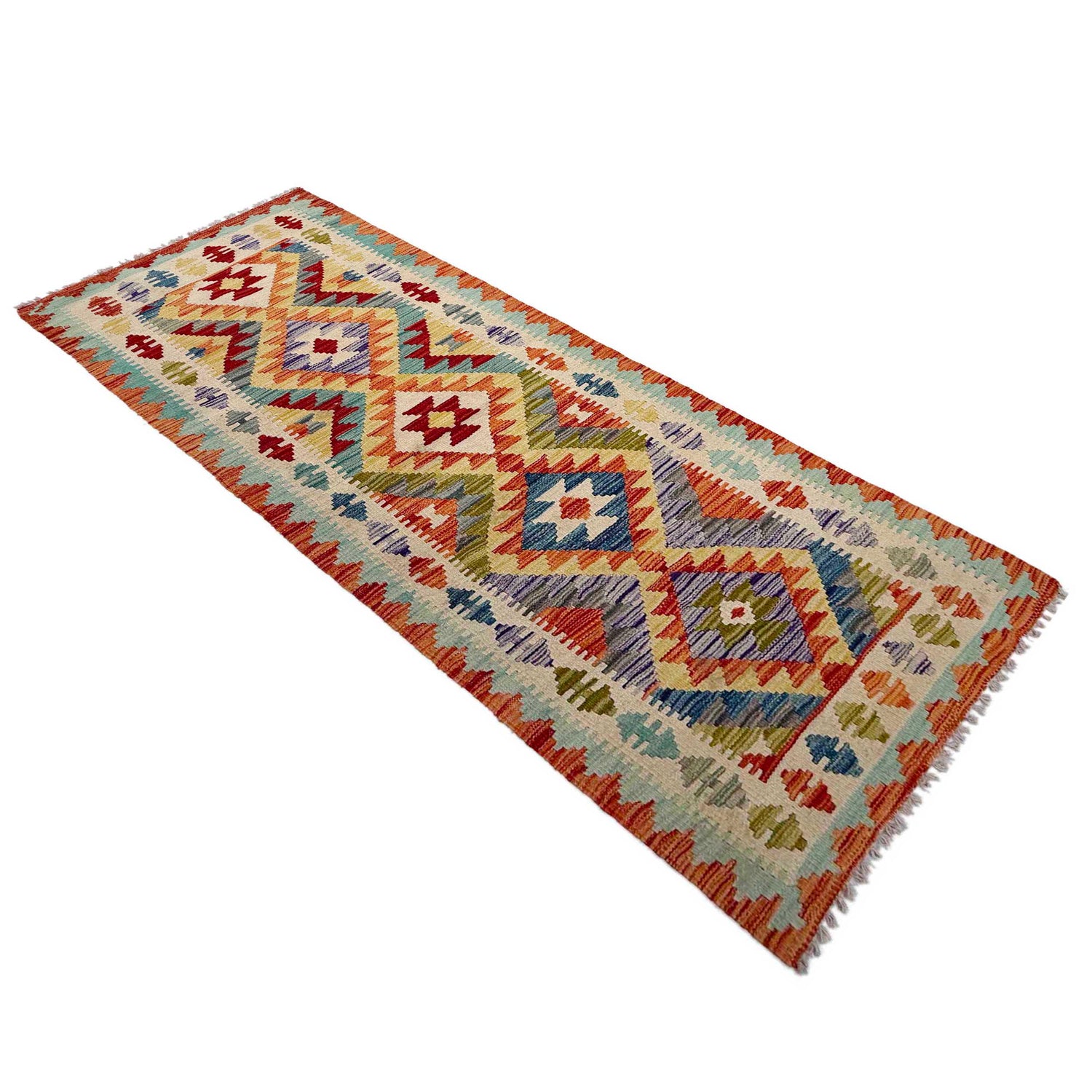 Handmade Multi Kilim Geometric 8' Runner