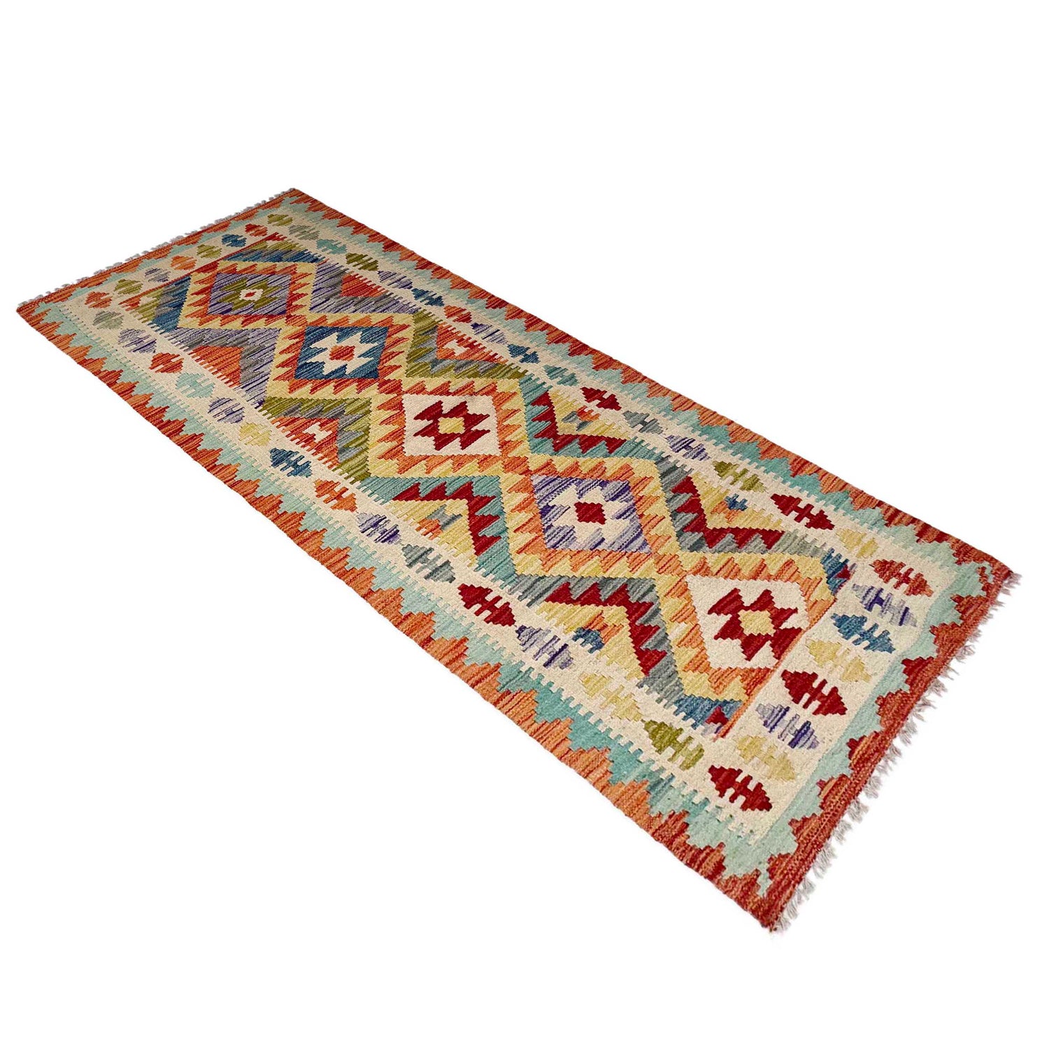 Handmade Multi Kilim Geometric 8' Runner