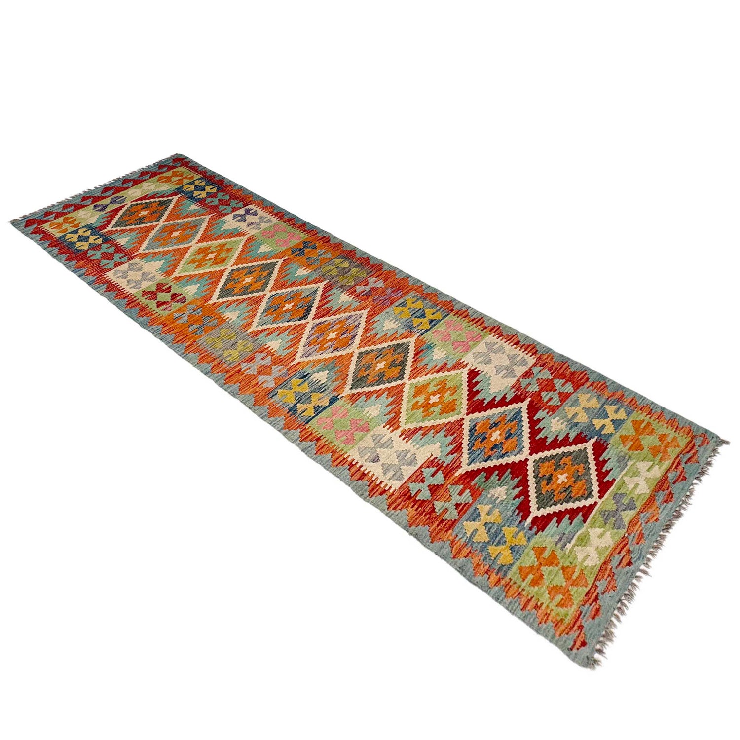 Handmade Multi Kilim Geometric 10' Runner
