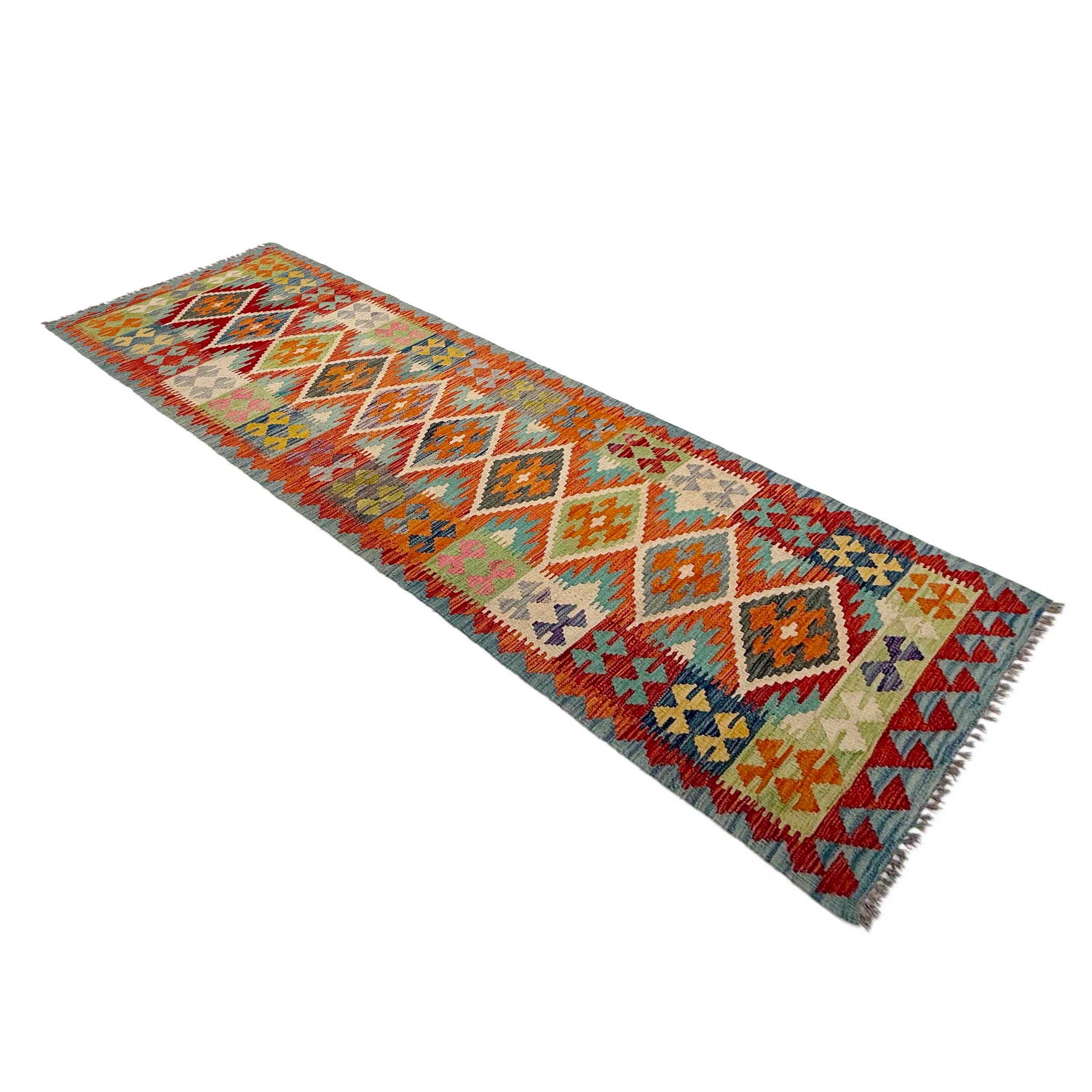 Handmade Multi Kilim Geometric 10' Runner