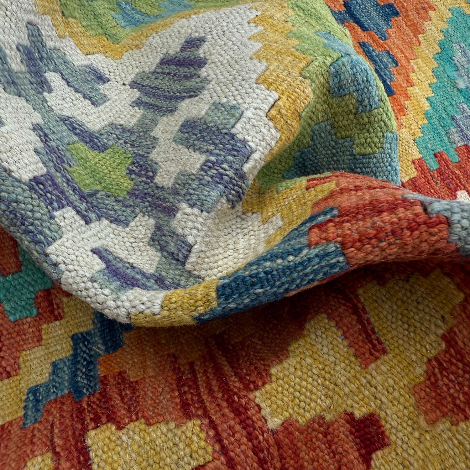 Handmade Multi Kilim Geometric 10' Runner