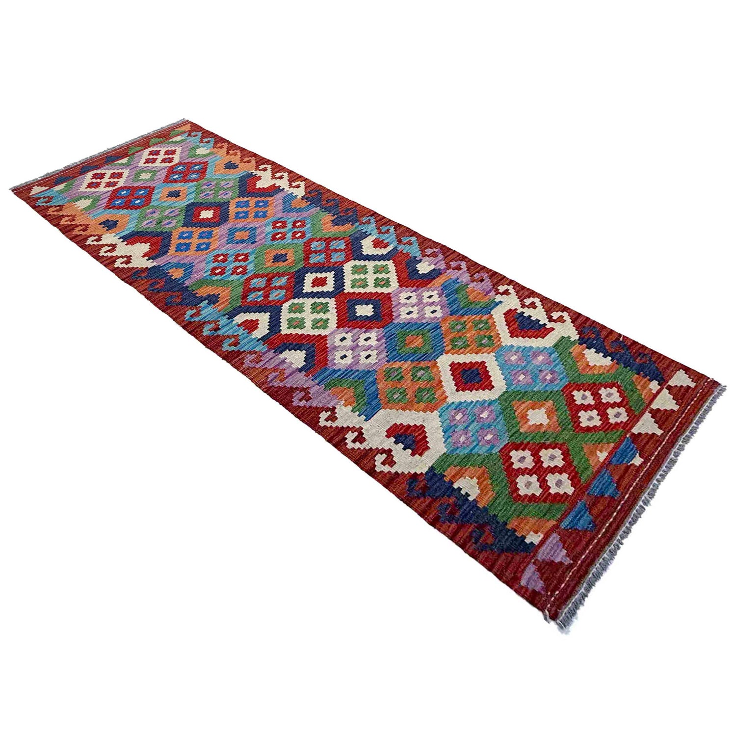 Handmade Multi Kilim Geometric 10' Runner