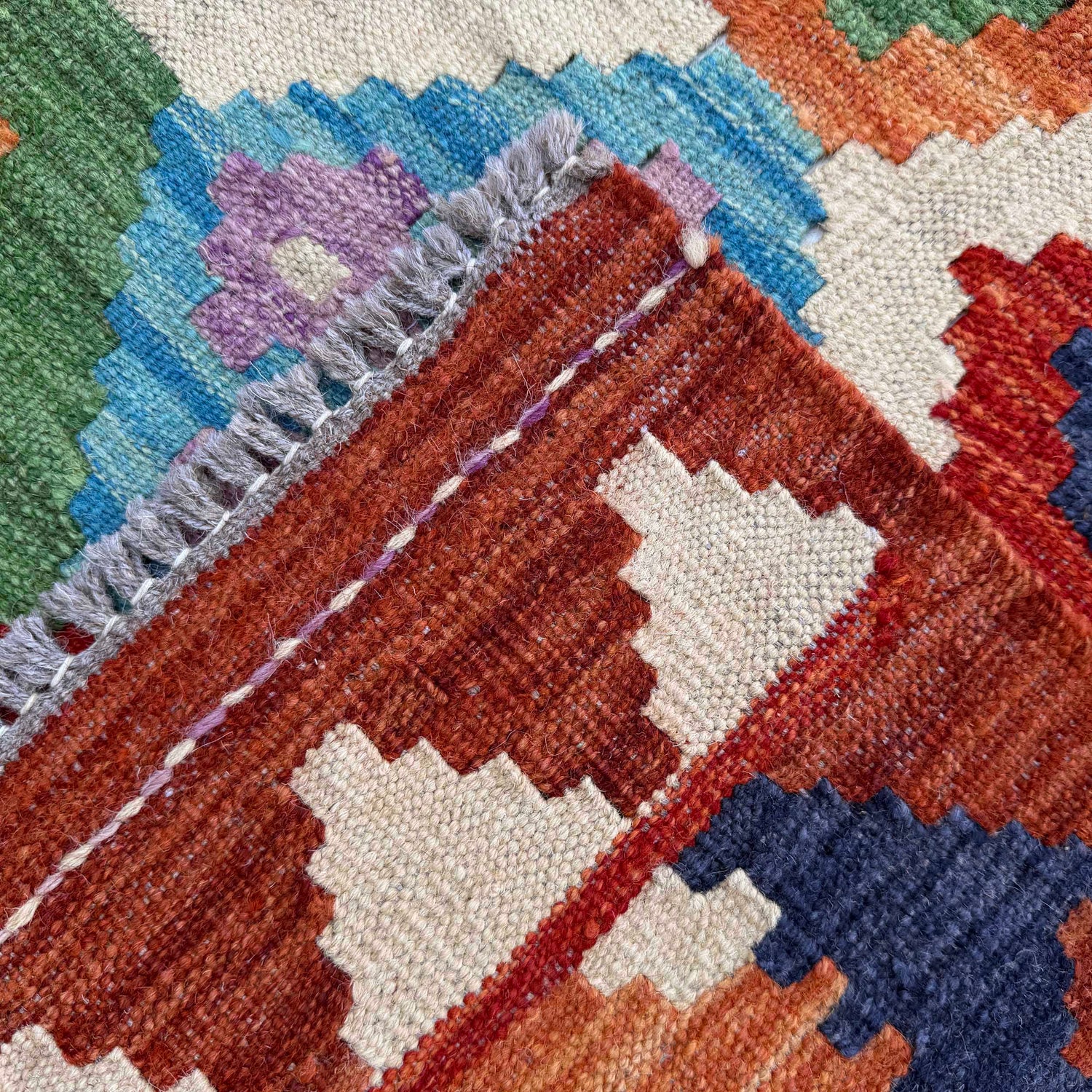 Handmade Multi Kilim Geometric 10' Runner