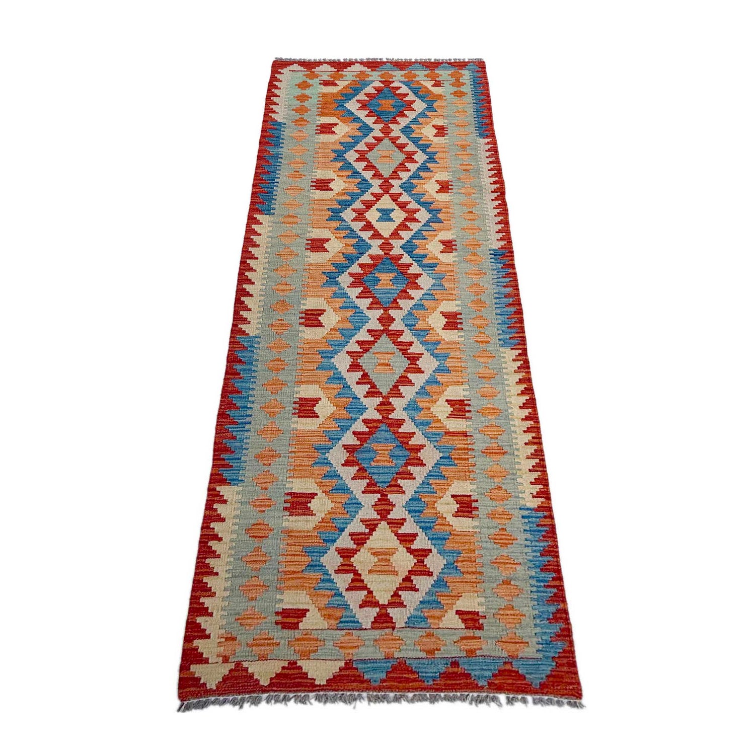 Handmade Multi Kilim Geometric 10' Runner
