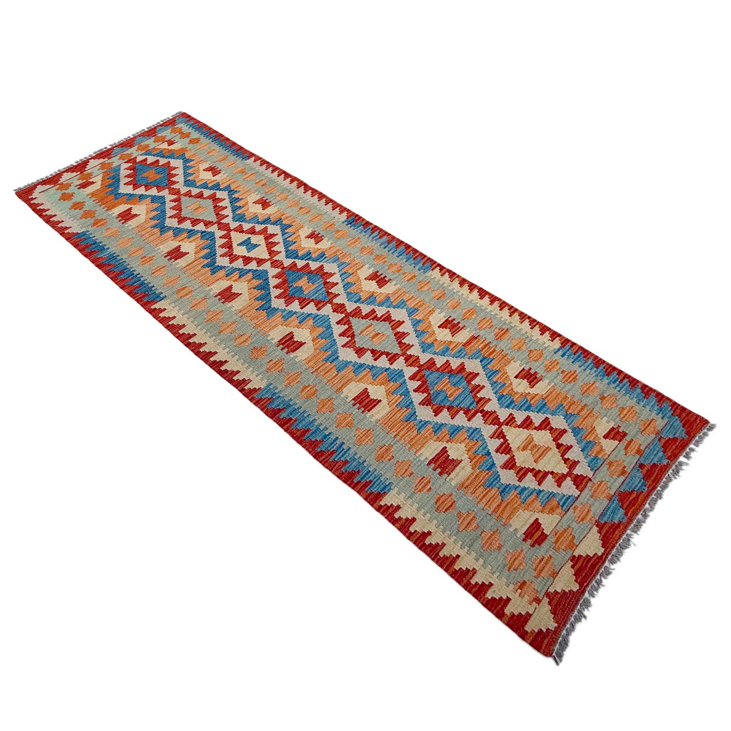 Handmade Multi Kilim Geometric 10' Runner
