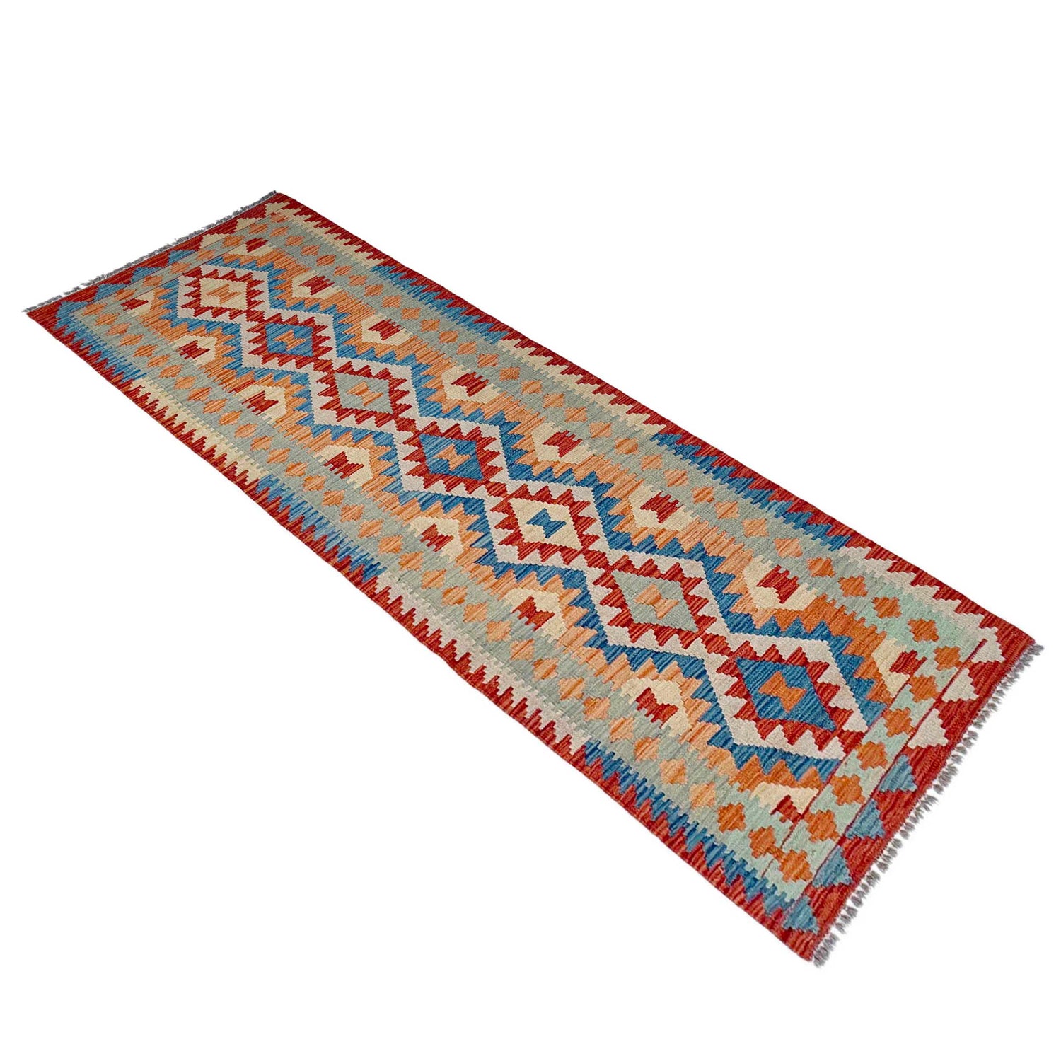 Handmade Multi Kilim Geometric 10' Runner