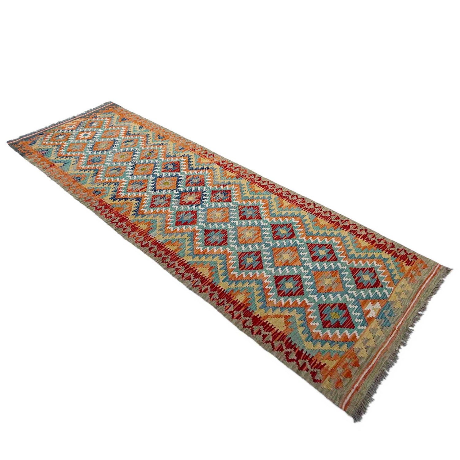 Handmade Multi Kilim Geometric 10' Runner