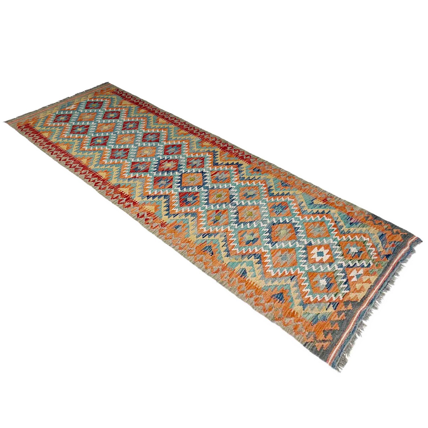 Handmade Multi Kilim Geometric 10' Runner