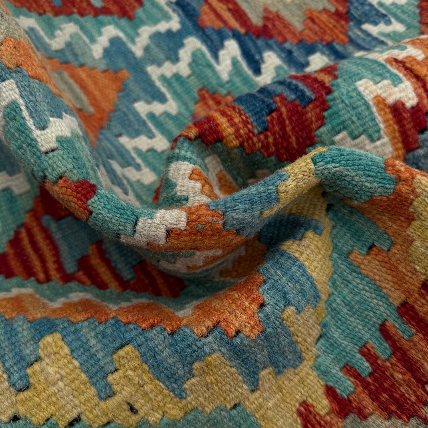 Handmade Multi Kilim Geometric 10' Runner