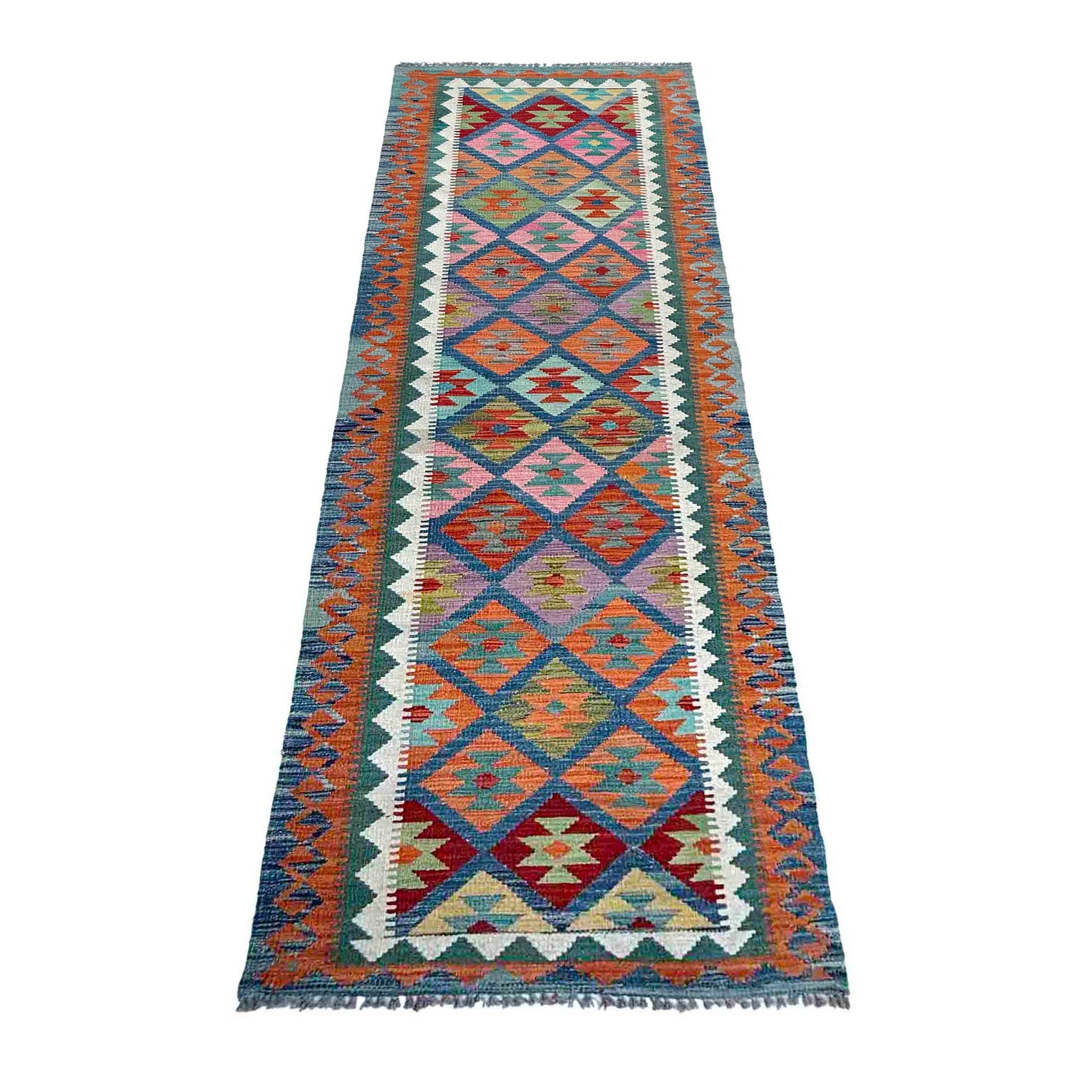 Handmade Multi Kilim Geometric 10' Runner