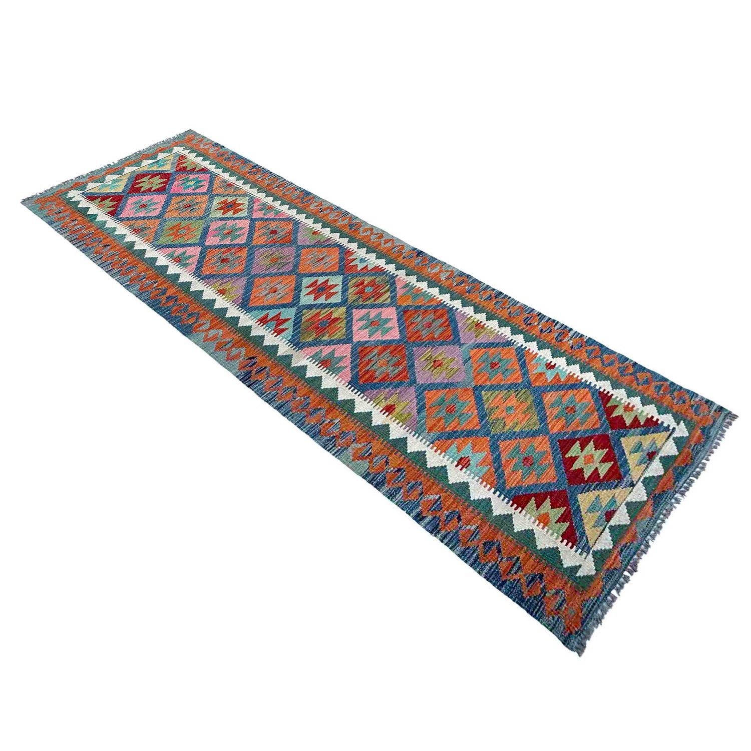 Handmade Multi Kilim Geometric 10' Runner