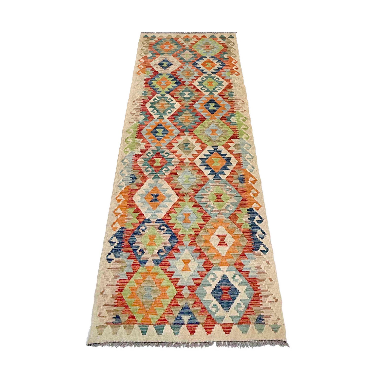 Handmade Multi Kilim Geometric 10' Runner