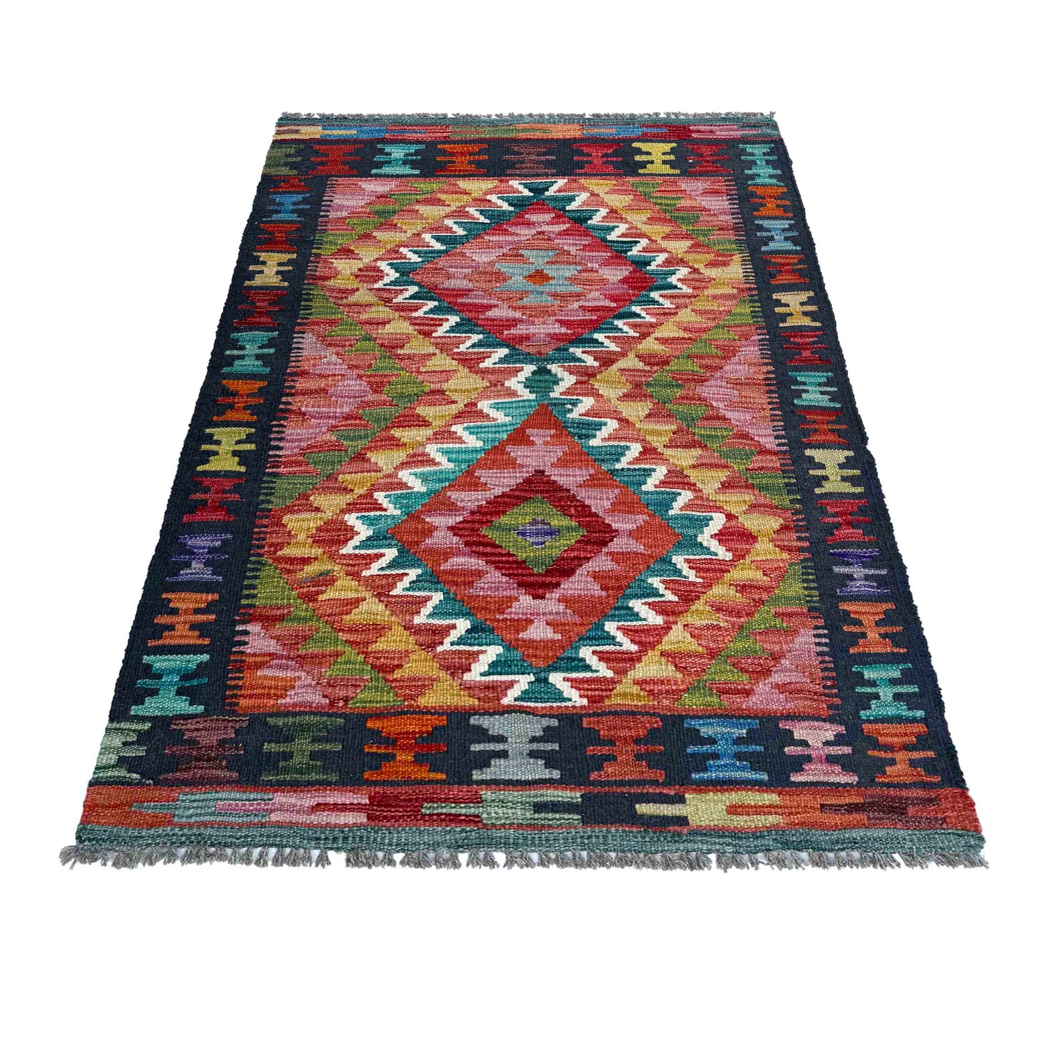 Handmade Multi Kilim Geometric 2x4 ft