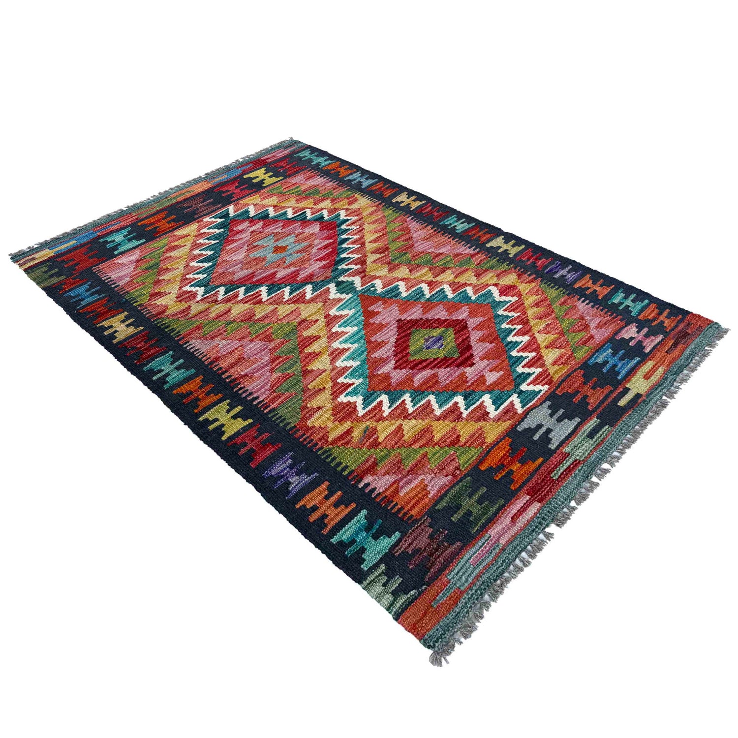 Handmade Multi Kilim Geometric 2x4 ft
