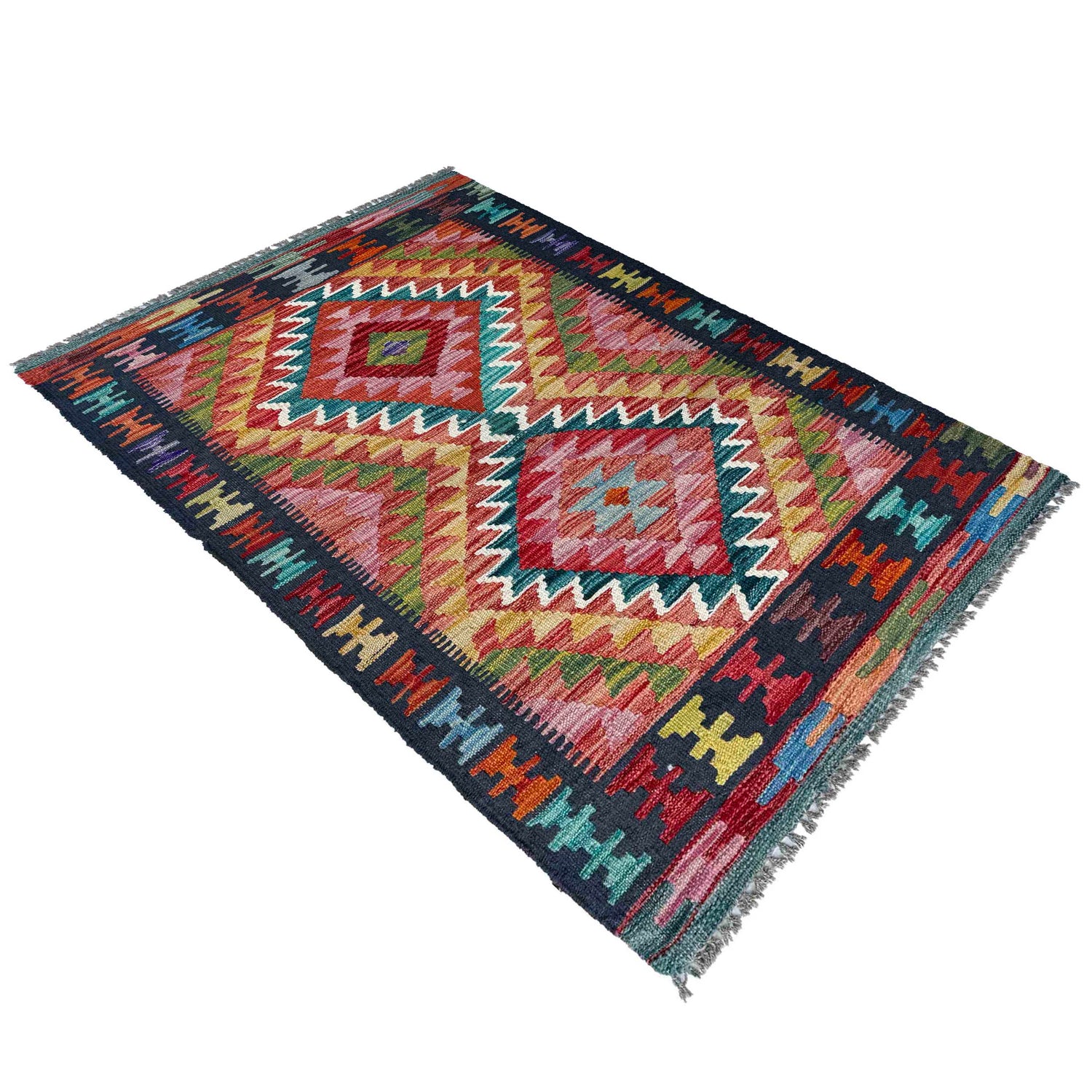 Handmade Multi Kilim Geometric 2x4 ft