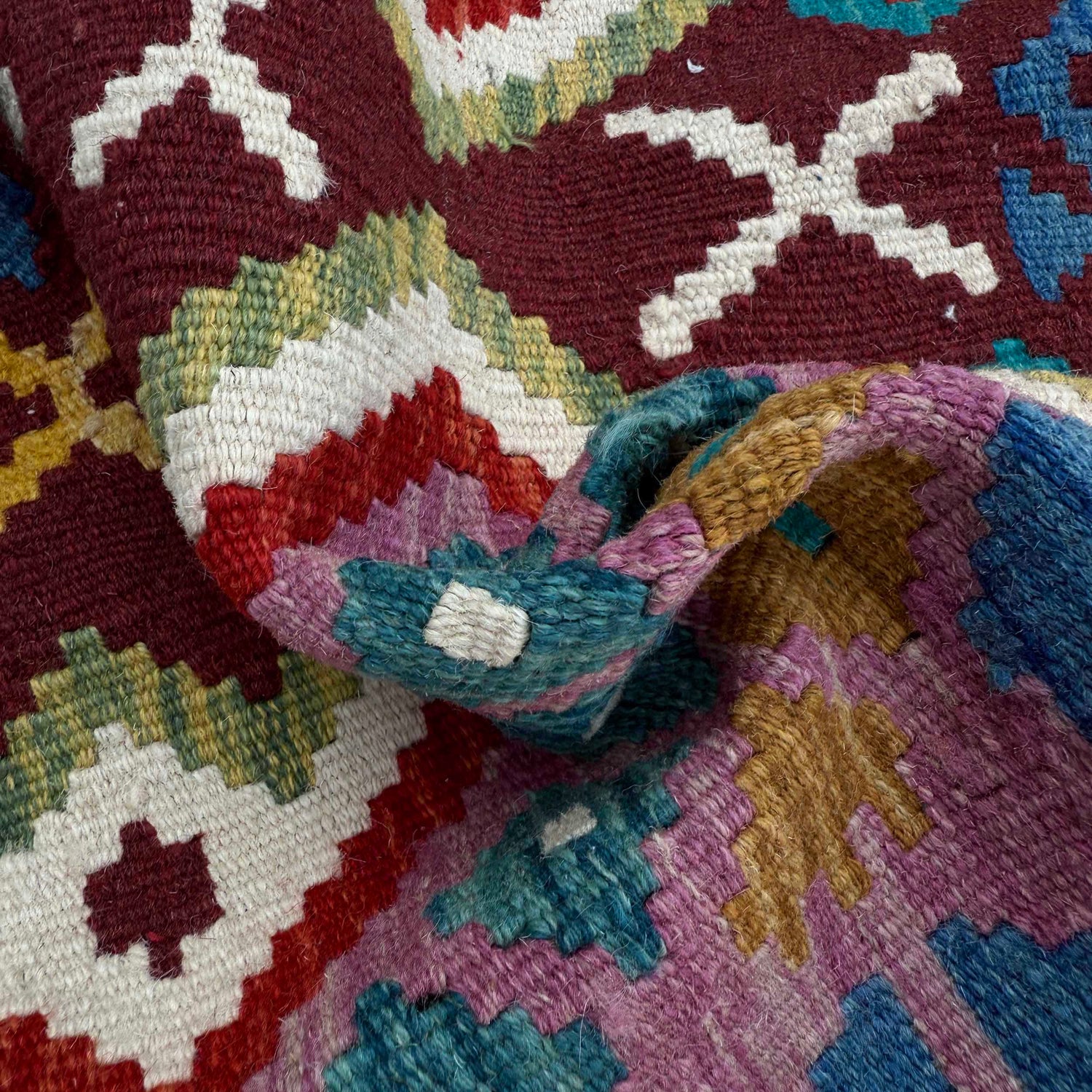 Handmade Multi Kilim Geometric 2x4 ft