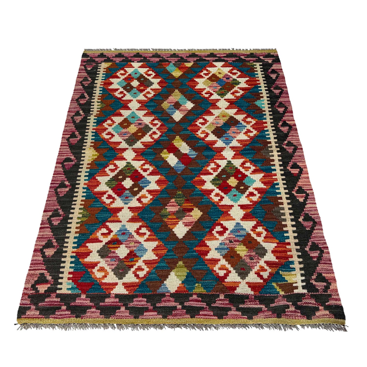 Handmade Multi Kilim Geometric 2x4 ft