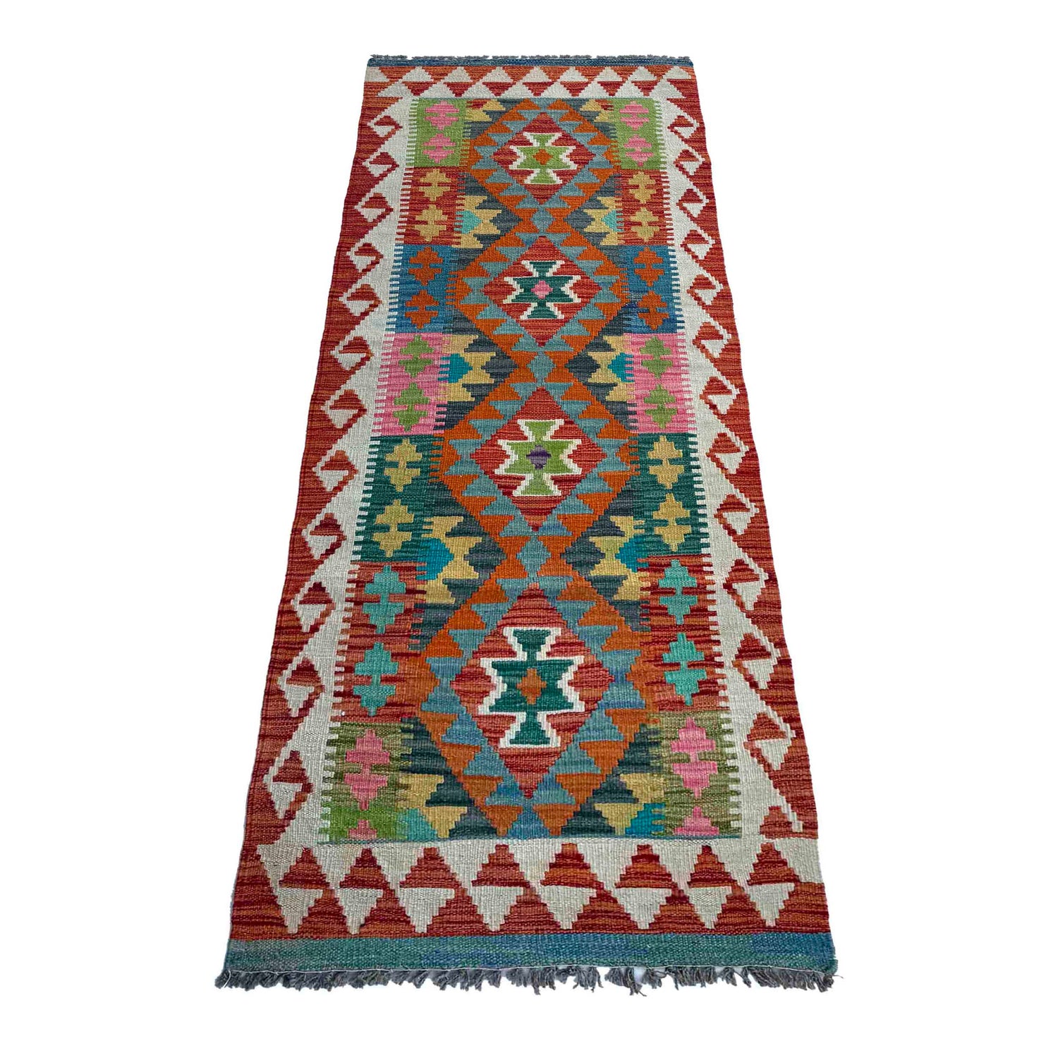 Handmade Multi Kilim Geometric 6' Runner