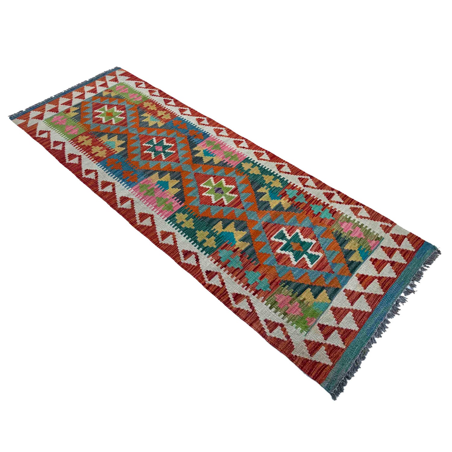 Handmade Multi Kilim Geometric 6' Runner