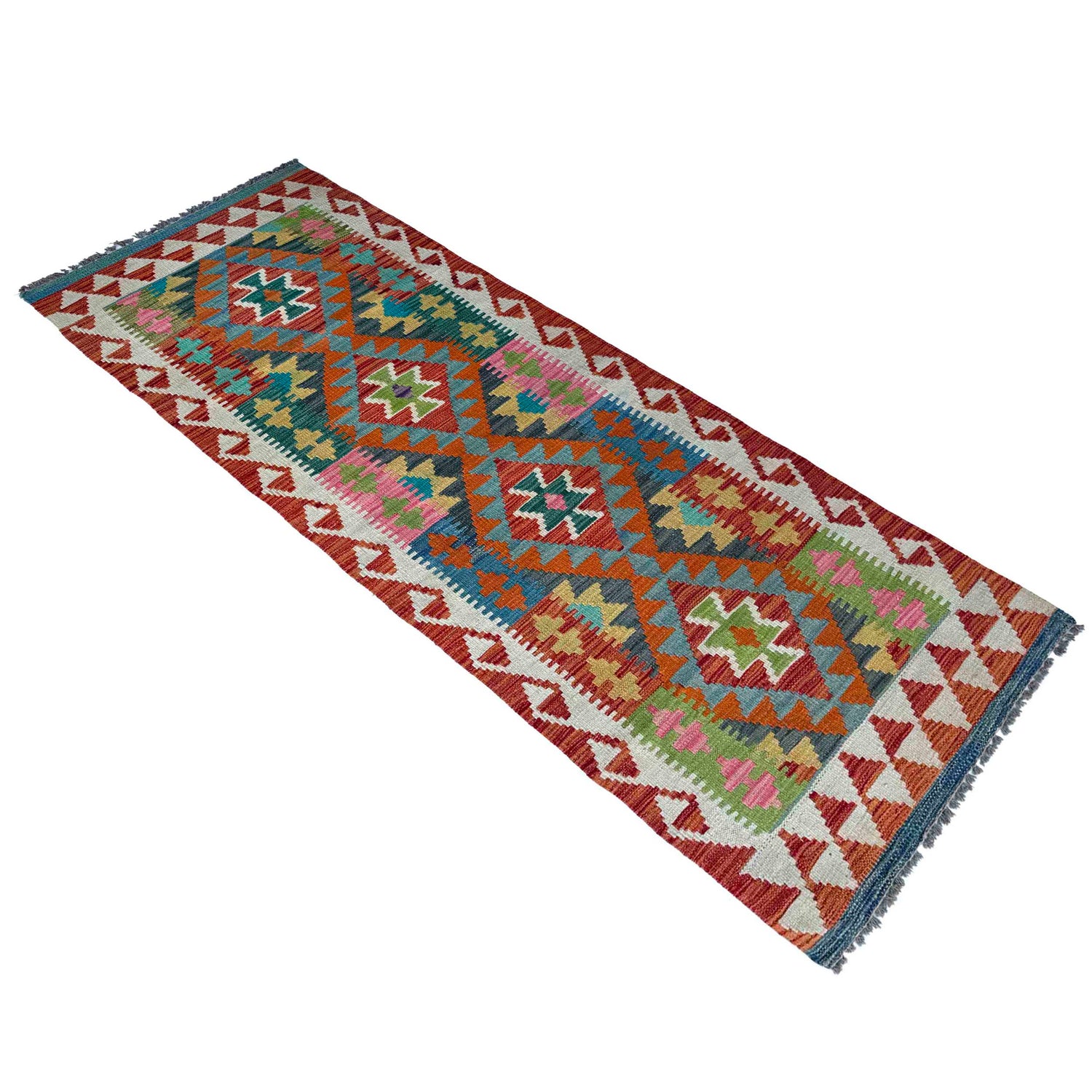 Handmade Multi Kilim Geometric 6' Runner