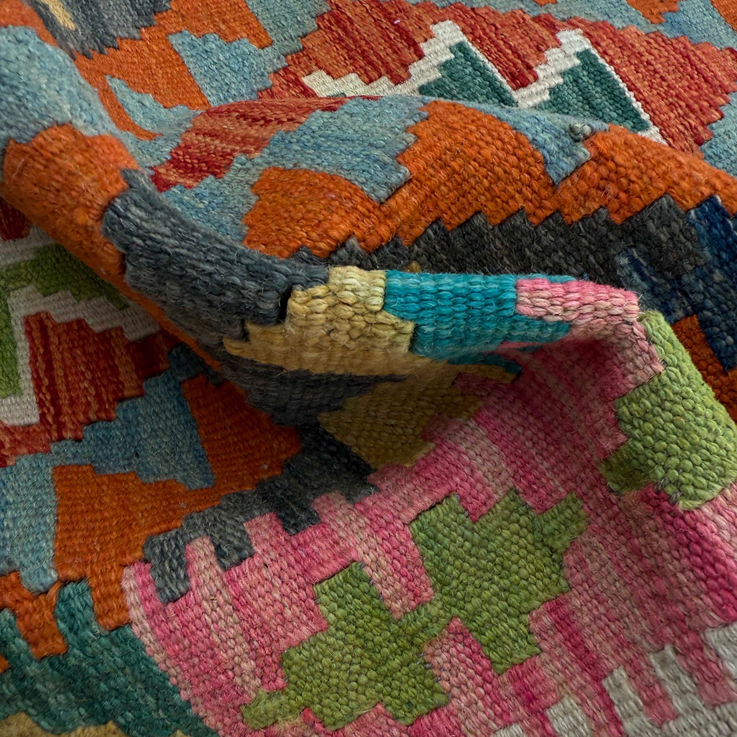 Handmade Multi Kilim Geometric 6' Runner