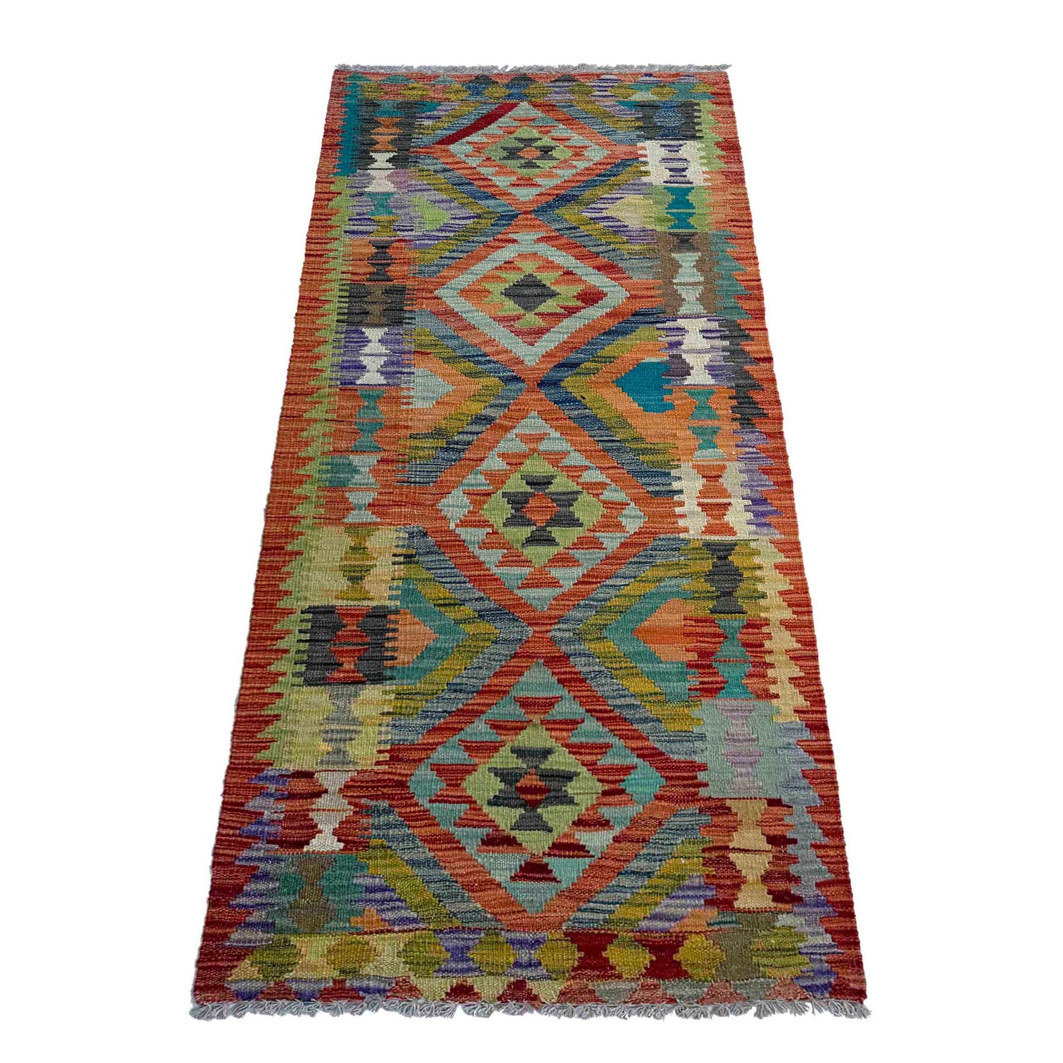 Handmade Multi Kilim Geometric 6' Runner