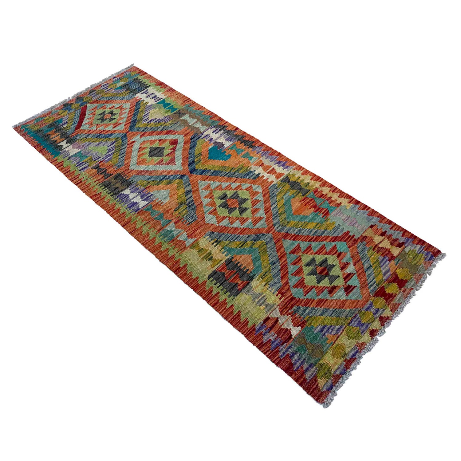 Handmade Multi Kilim Geometric 6' Runner