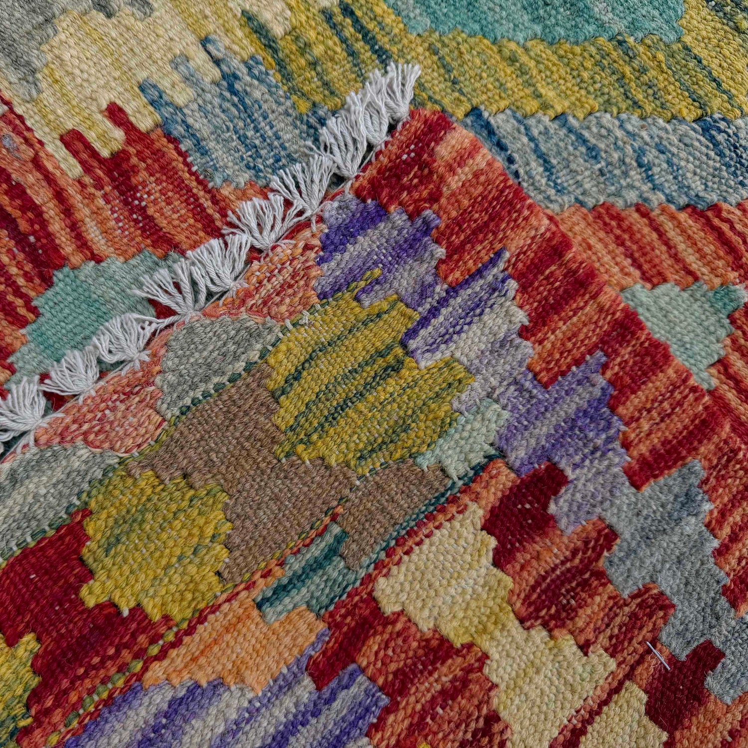Handmade Multi Kilim Geometric 6' Runner