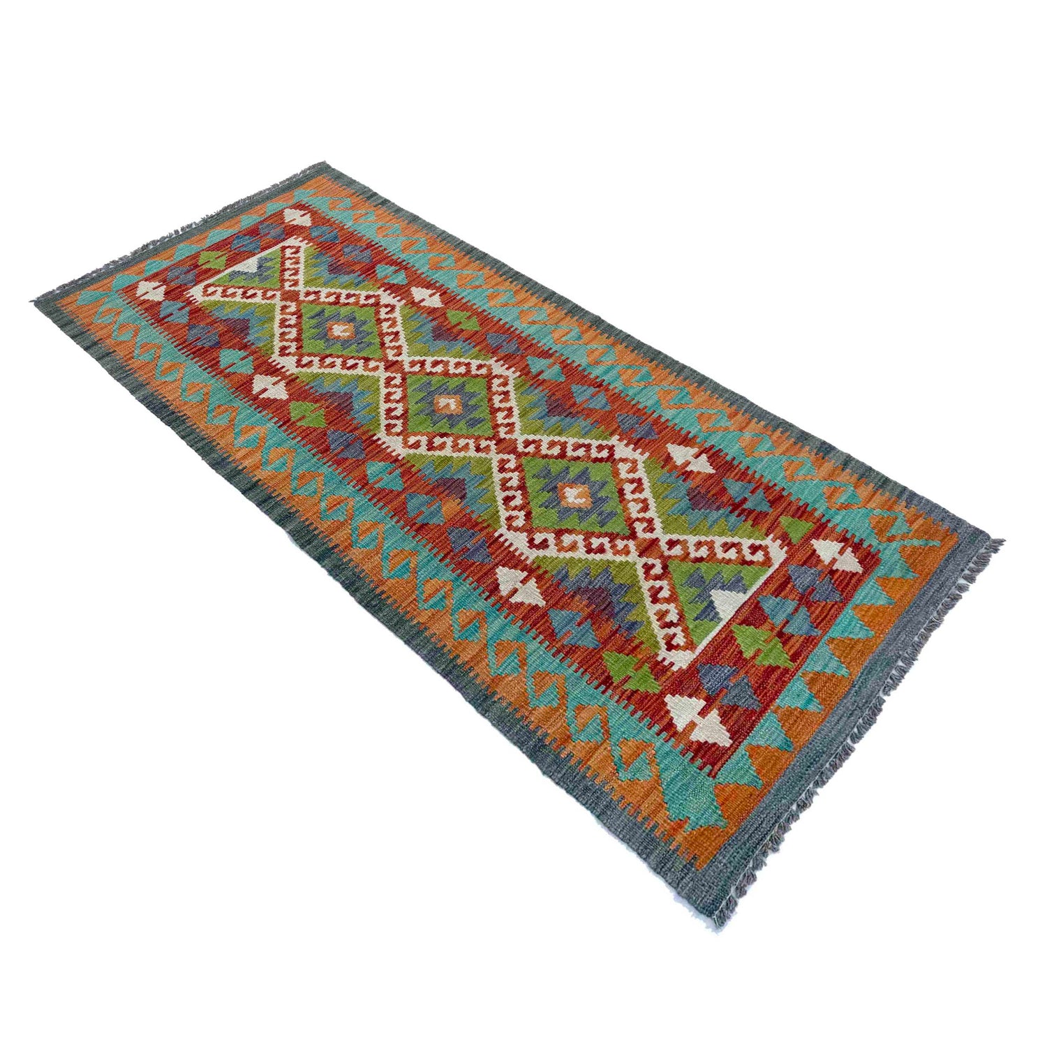 Handmade Multi Kilim Geometric 6' Runner