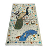 Embroidery Kilim Area Rug Handmade Beige Animal 4x6 ft