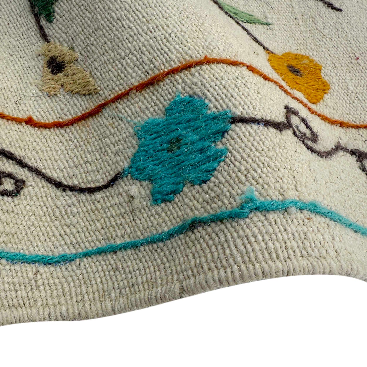Embroidery Kilim Area Rug Handmade Beige Animal 4x6 ft