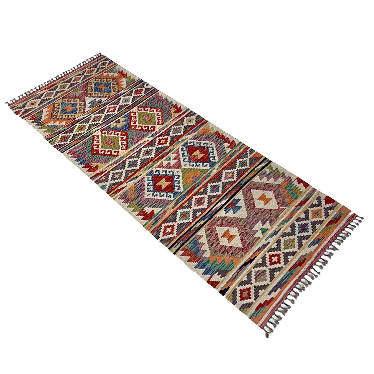 Handmade Multi Kilim Geometric 8' Runner