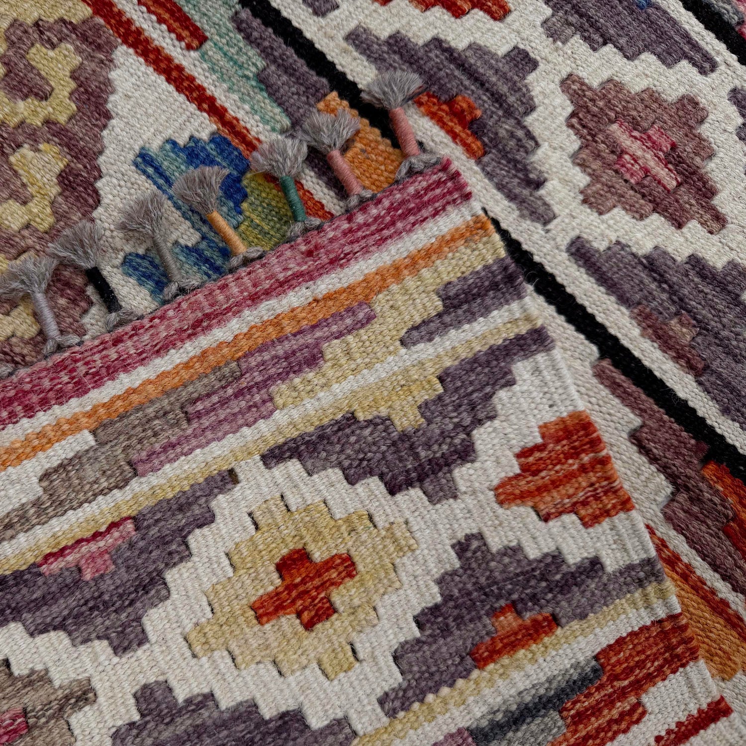 Handmade Multi Kilim Geometric 8' Runner
