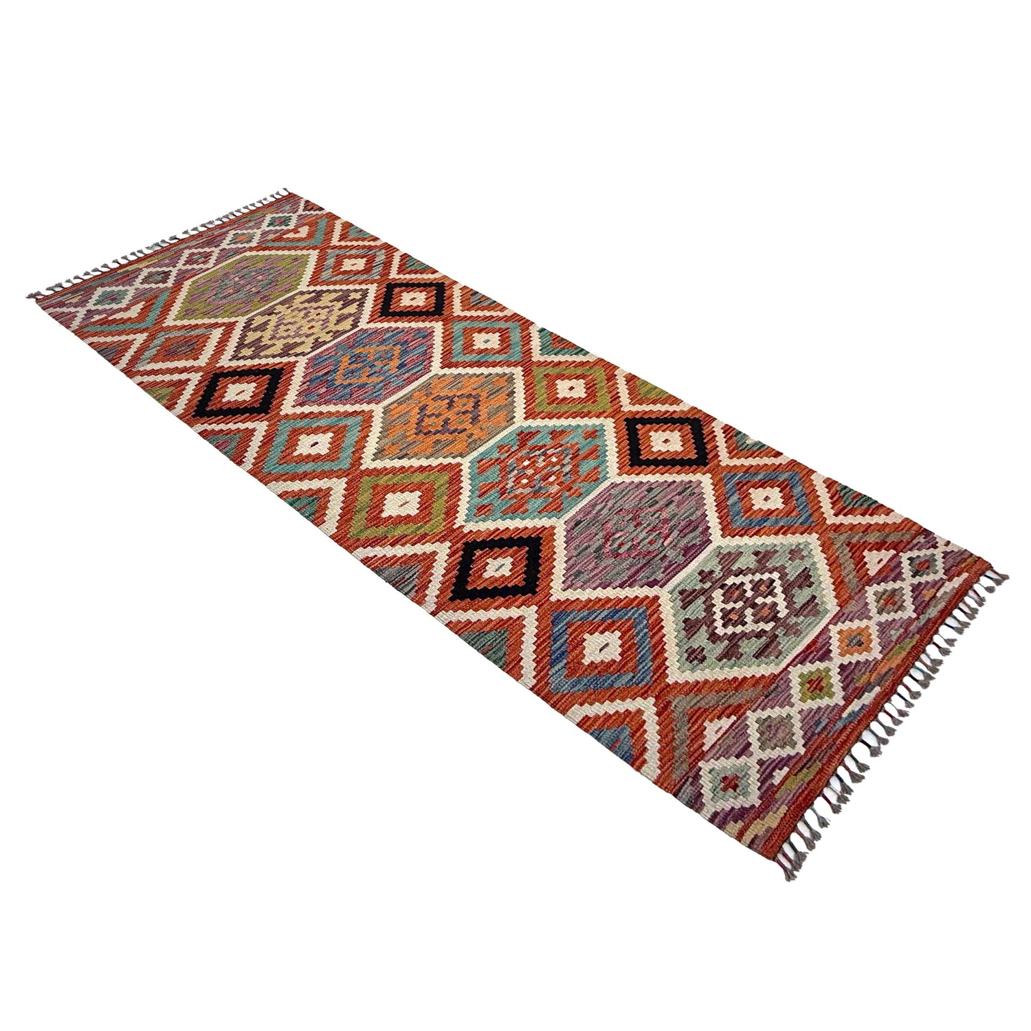 Handmade Multi Kilim Geometric 8' Runner