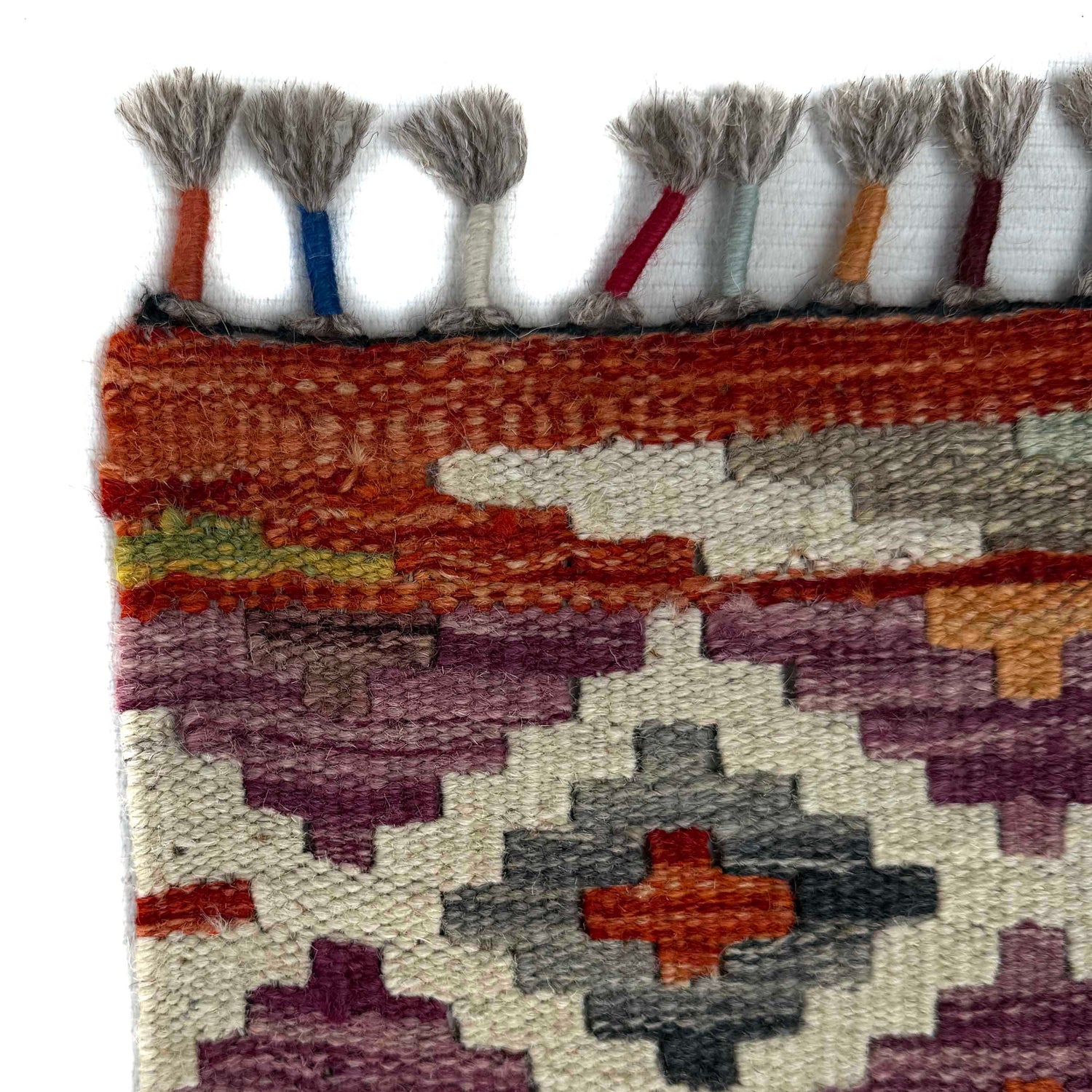 Handmade Multi Kilim Geometric 8' Runner