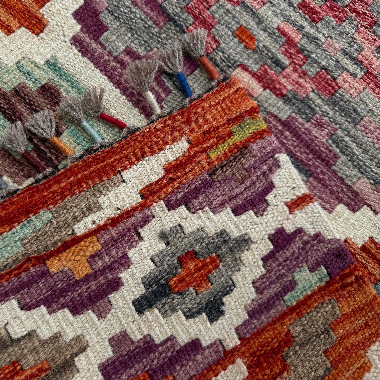 Handmade Multi Kilim Geometric 8' Runner