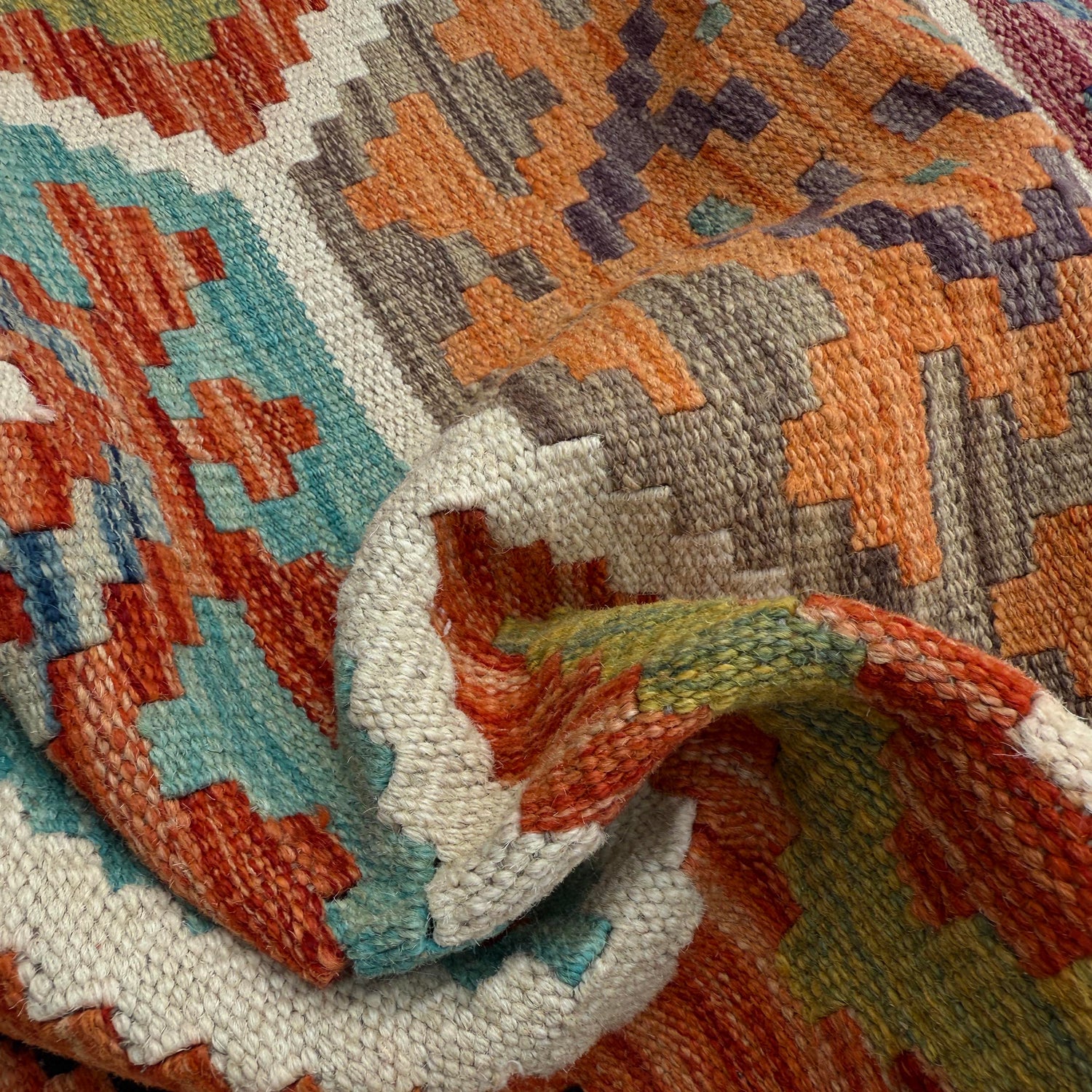 Handmade Multi Kilim Geometric 8' Runner
