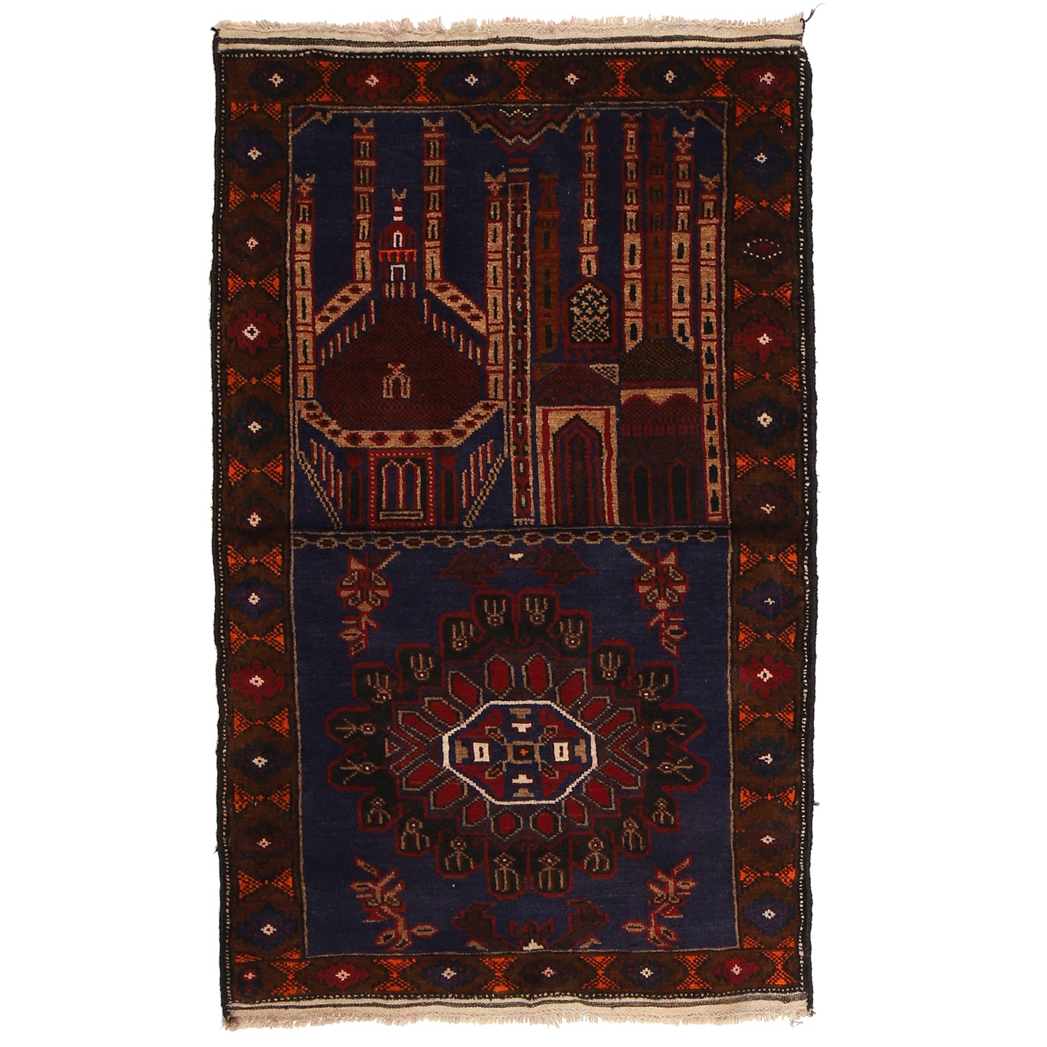 Baluchi Rug Handmade Multi Prayer Design 2x4 ft