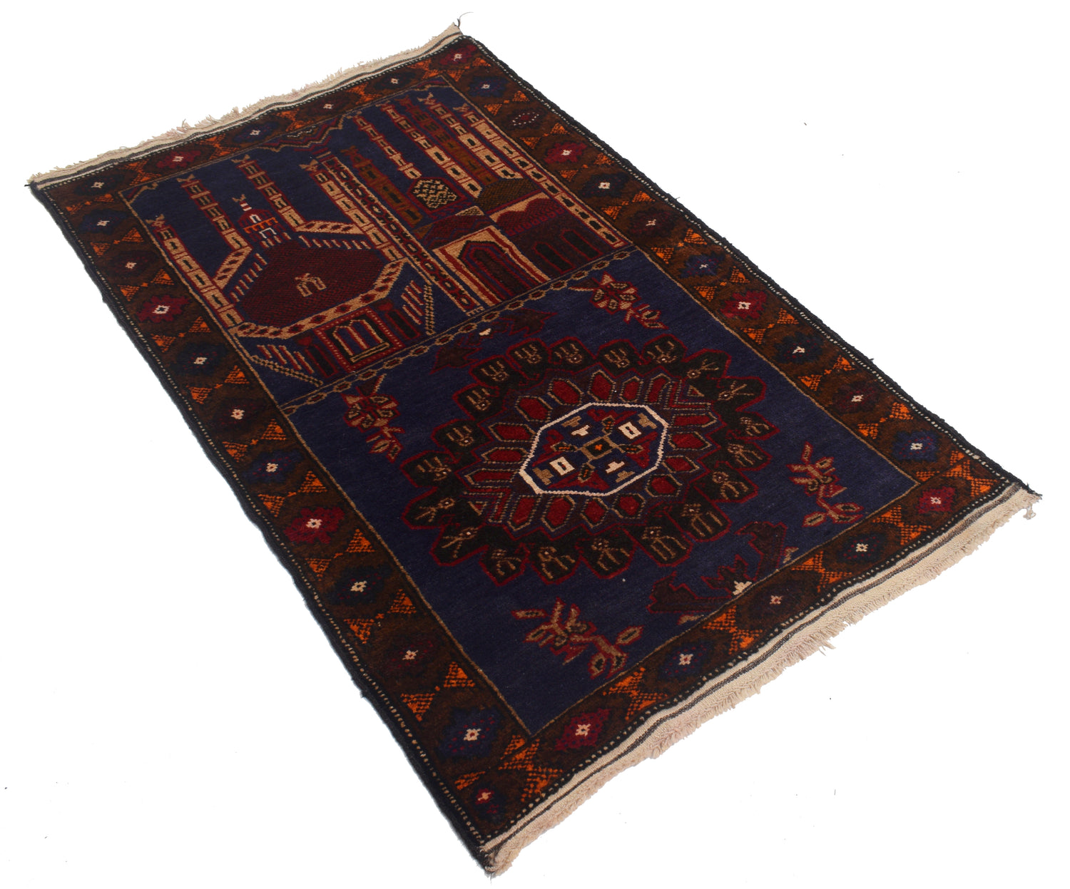 Baluchi Rug Handmade Multi Prayer Design 2x4 ft
