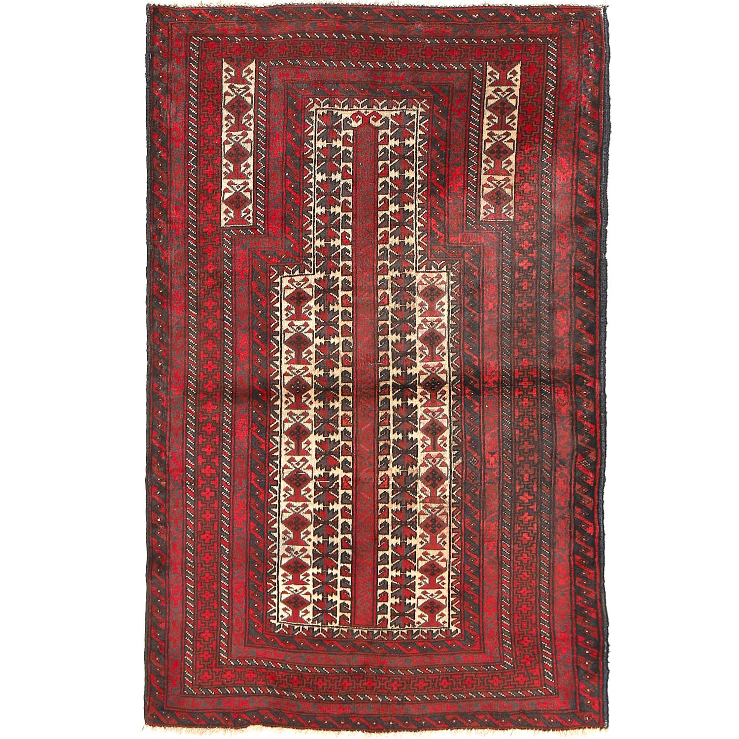 Baluchi Rug Handmade Multi Prayer Design 3x5 ft