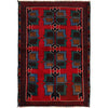 Baluchi Rug Handmade Red Geometric 2x4 ft