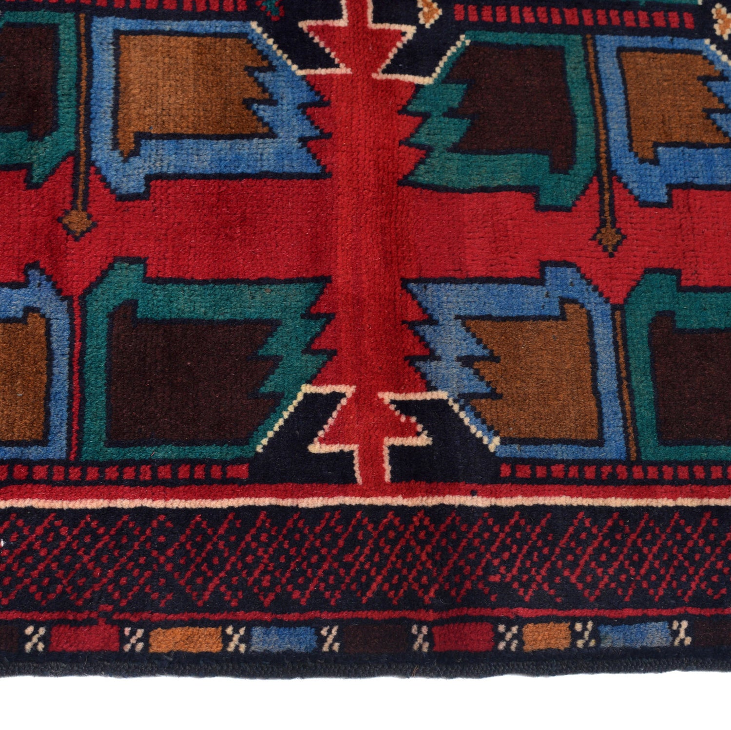 Baluchi Rug Handmade Red Geometric 2x4 ft